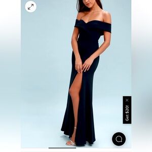 Song of love lulus navy blue off the shoulder maxi dress medium wedding guest